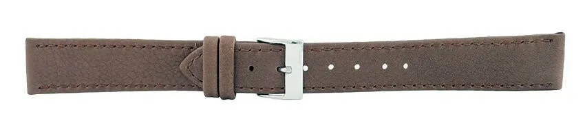 Dark Brown Flat Stitch Leather Watch Band 18mm 111913