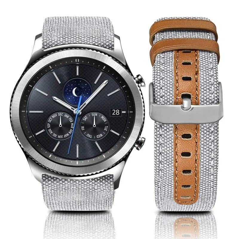 Denim & Leather Watch Straps Compatible with the Garmin Venu SQ