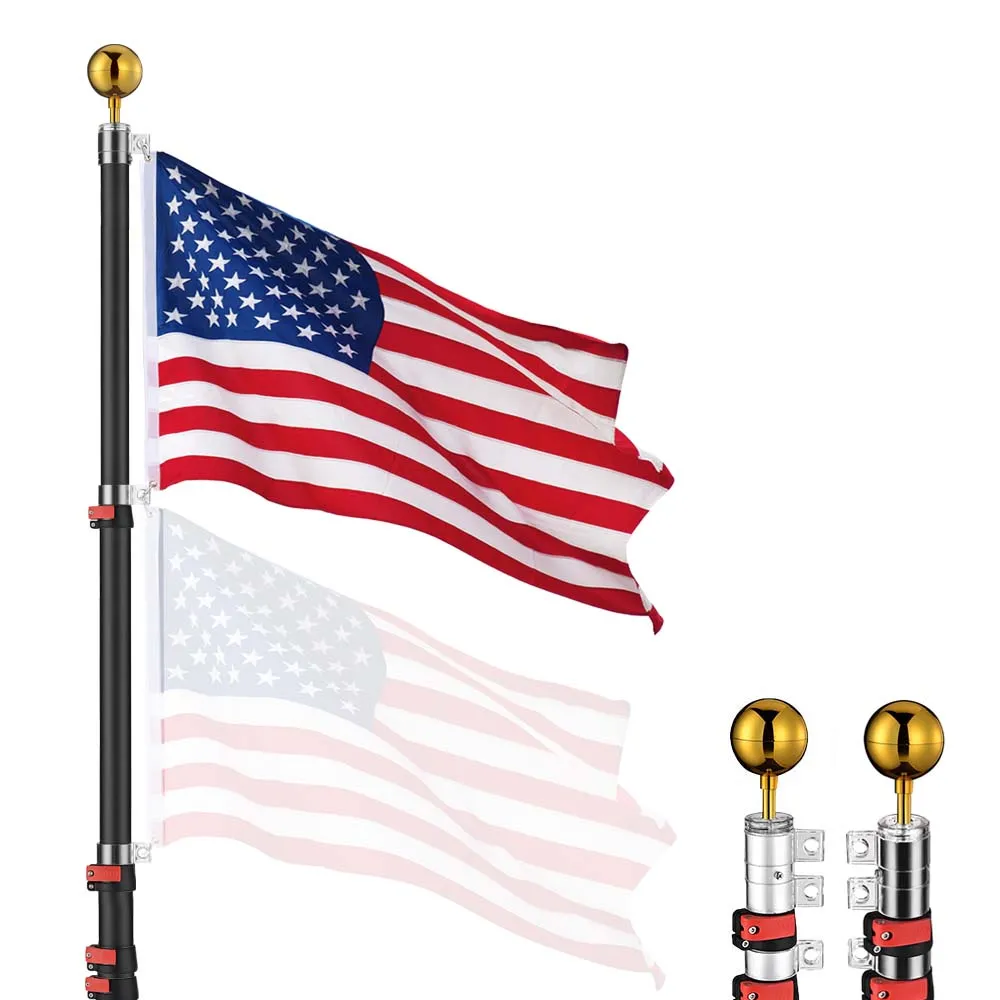 DIY 30 ft Aluminum Telescoping Flagpole Kit with US Flag