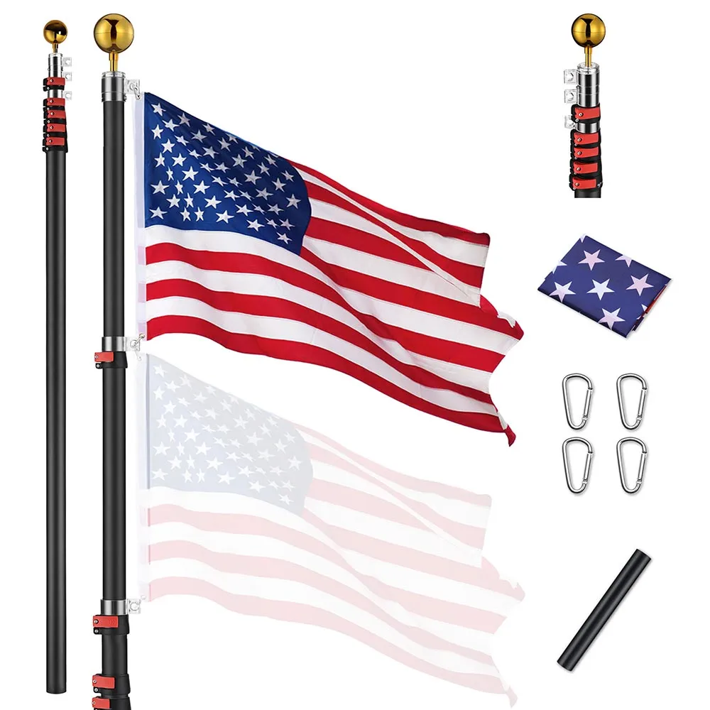 DIY 30 ft Aluminum Telescoping Flagpole Kit with US Flag