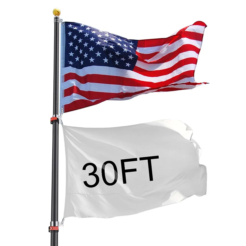 DIY 30 ft Aluminum Telescoping Flagpole Kit with US Flag