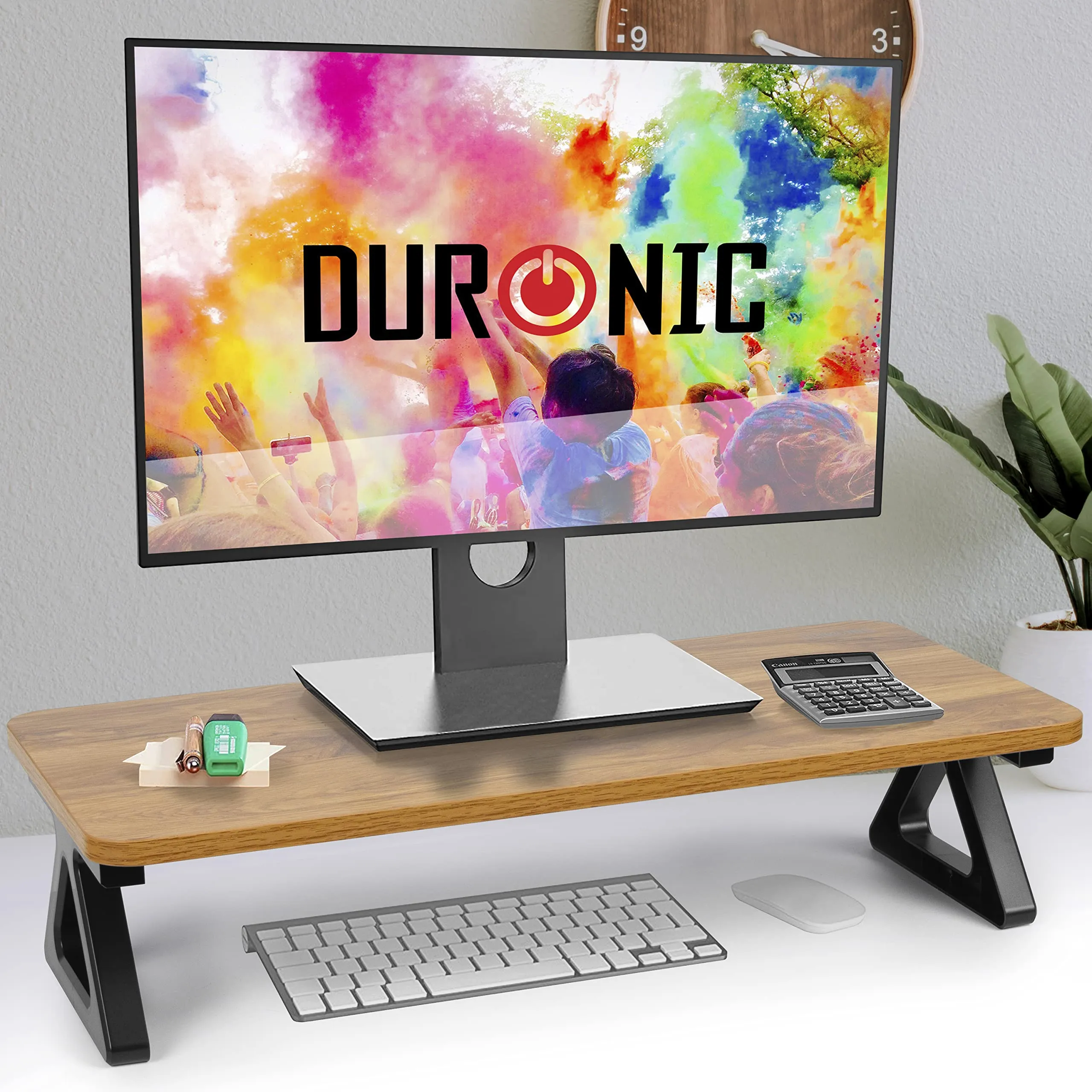 Duronic Monitor Stand Riser DM06-1 AW, Laptop / Screen Stand for Desktop, Support Shelf for a PC Computer Monitor, 10kg Capacity, 63cm x 30cm - Antique Walnut Wood Effect