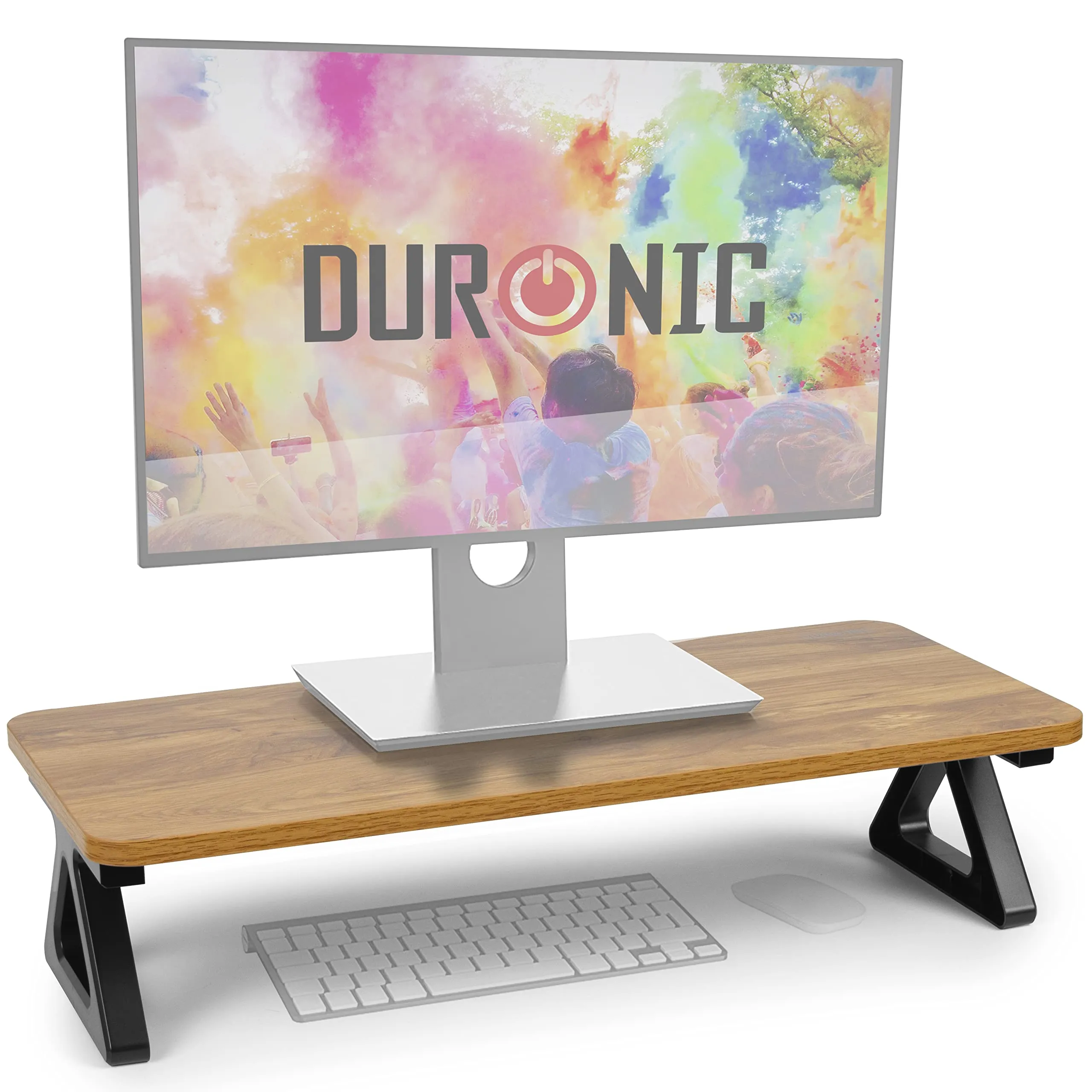 Duronic Monitor Stand Riser DM06-1 AW, Laptop / Screen Stand for Desktop, Support Shelf for a PC Computer Monitor, 10kg Capacity, 63cm x 30cm - Antique Walnut Wood Effect