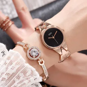 Elegant 2 Pcs Set Bracelet Women's Watch