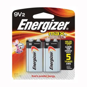 Energizer 522BP-2 Battery, 9 V Battery, 625 mAh, Alkaline, Manganese Dioxide, Zinc