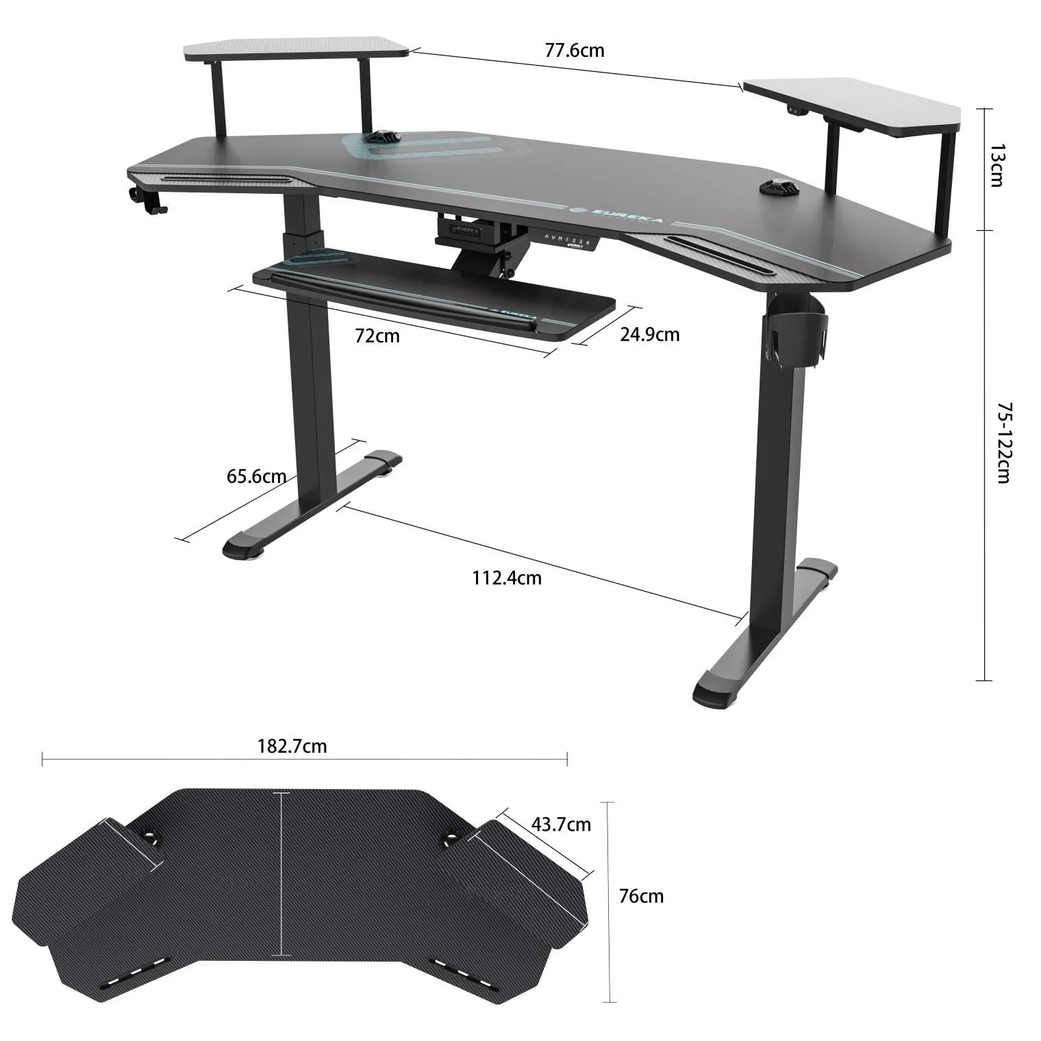 Eureka Ergonomic 72" Studio Electric Standing Office Desk With Keyboard Tray