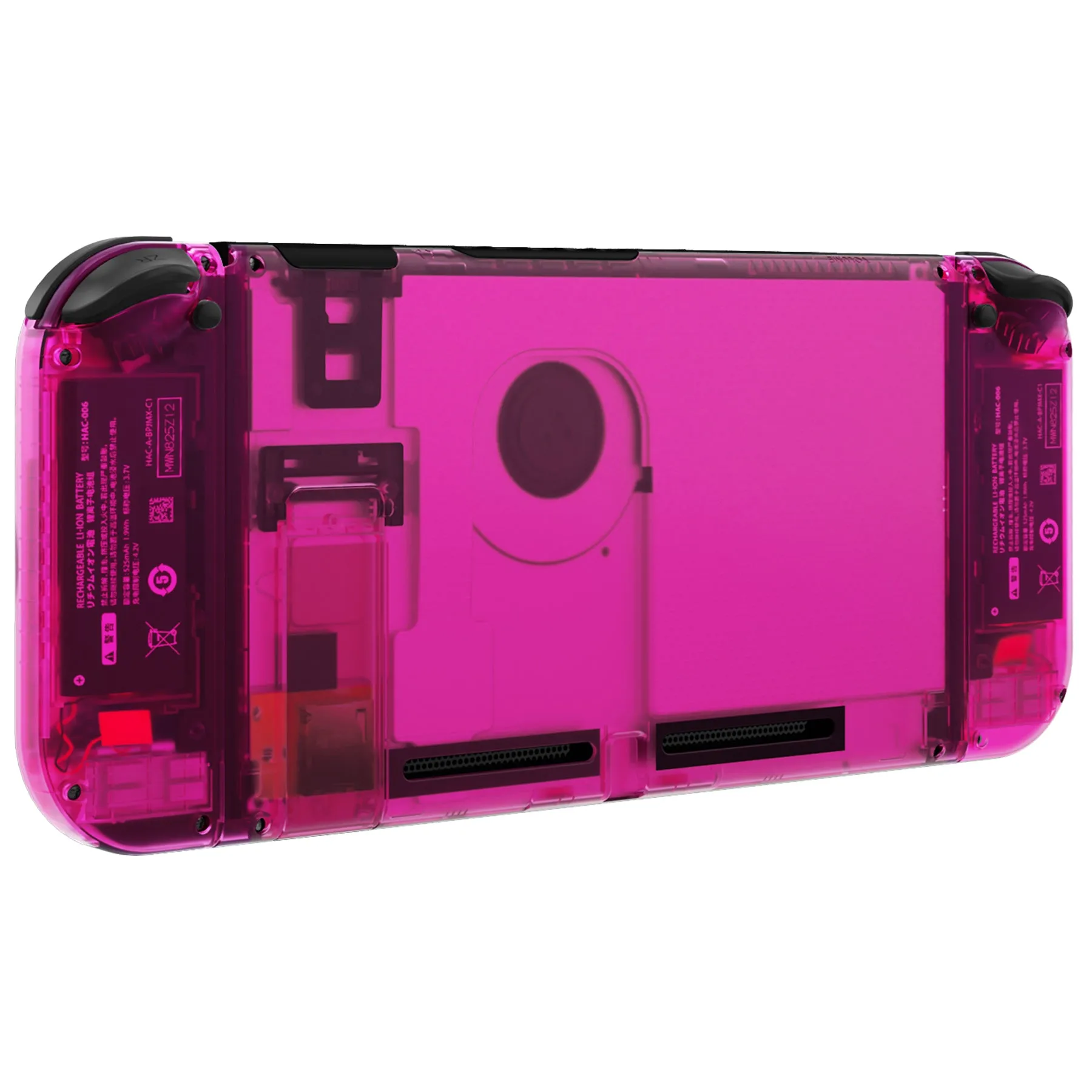 eXtremeRate Clear Candy Pink Back Plate for NS Switch Console, NS Joycon Handheld Controller Housing with Full Set Buttons, DIY Replacement Shell for Nintendo Switch - QM516