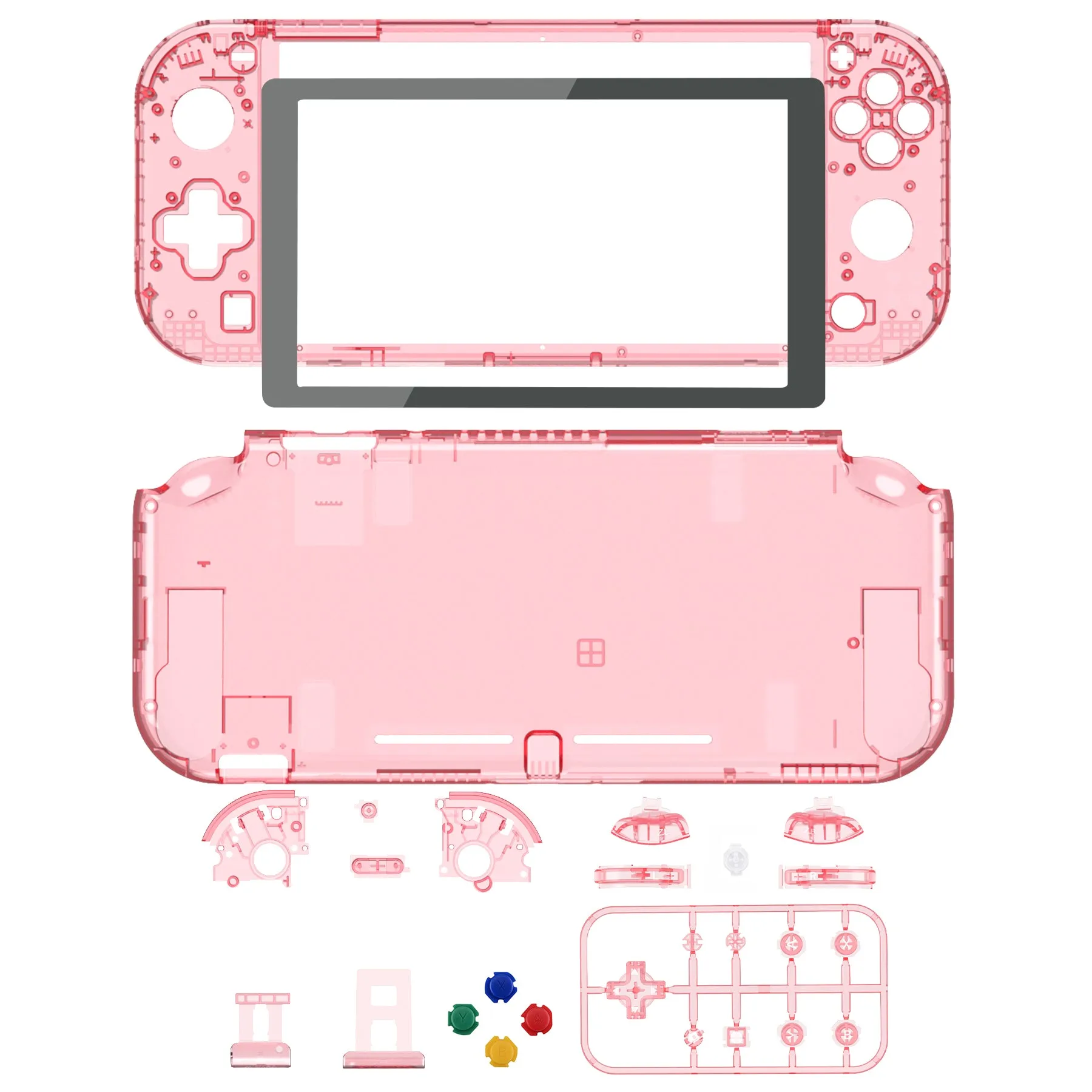 eXtremeRate Crystal Cherry Pink DIY Replacement Shell for NS Switch Lite, NSL Handheld Controller Housing with Screen Protector, Custom Case Cover for NS Switch Lite - DLP327