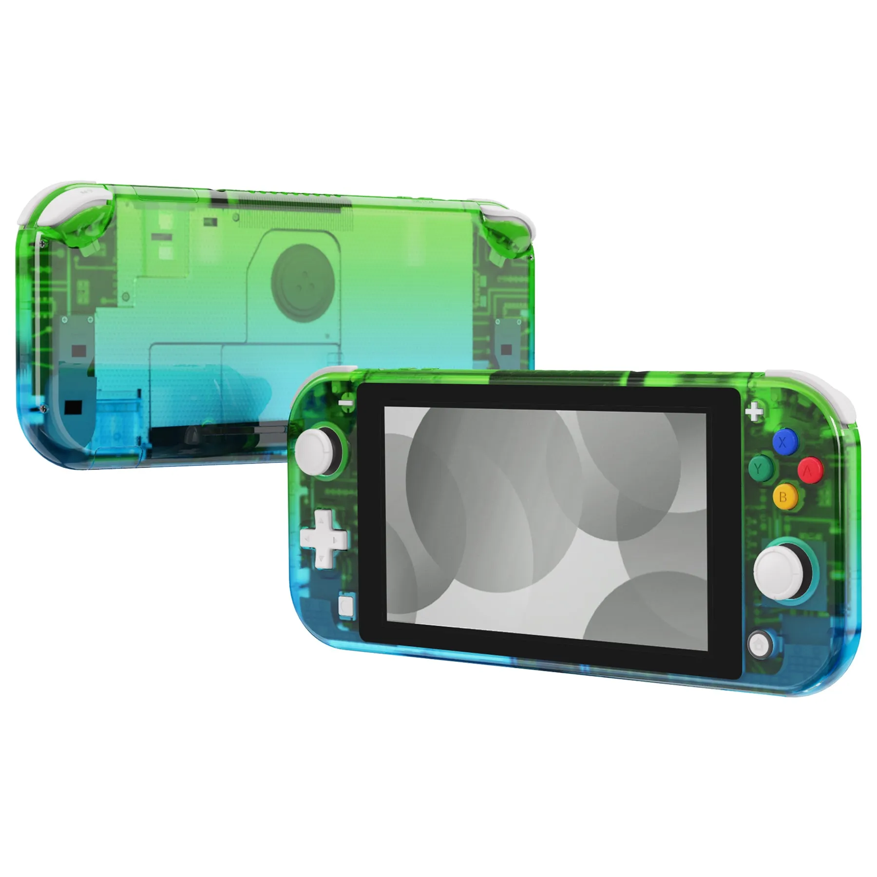 eXtremeRate Gradient Translucent Green Blue DIY Replacement Shell for Nintendo Switch Lite, NSL Handheld Controller Housing with Screen Protector, Custom Case Cover for Nintendo Switch Lite - DLP319