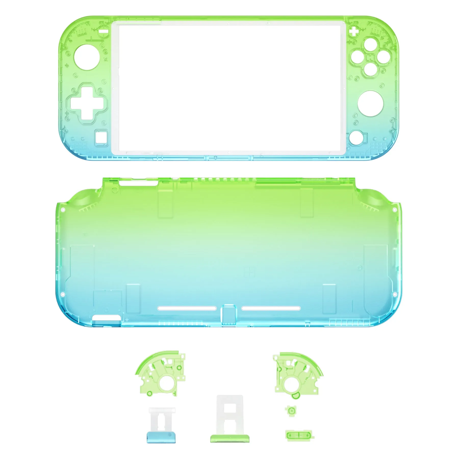 eXtremeRate Gradient Translucent Green Blue DIY Replacement Shell for Nintendo Switch Lite, NSL Handheld Controller Housing with Screen Protector, Custom Case Cover for Nintendo Switch Lite - DLP319