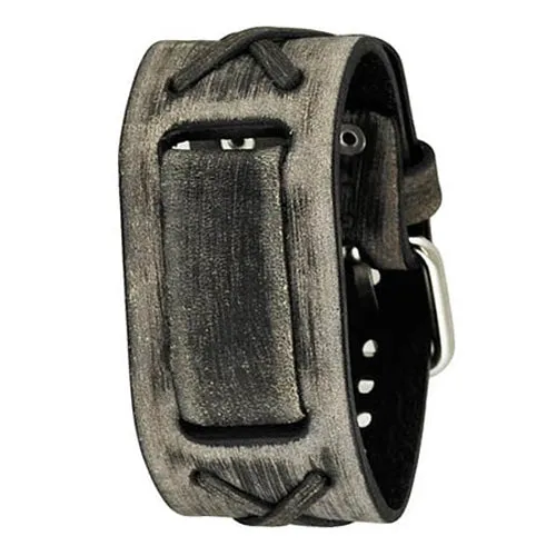 Faded Grey X Leather Cuff Watch Band 22mm FXB-L