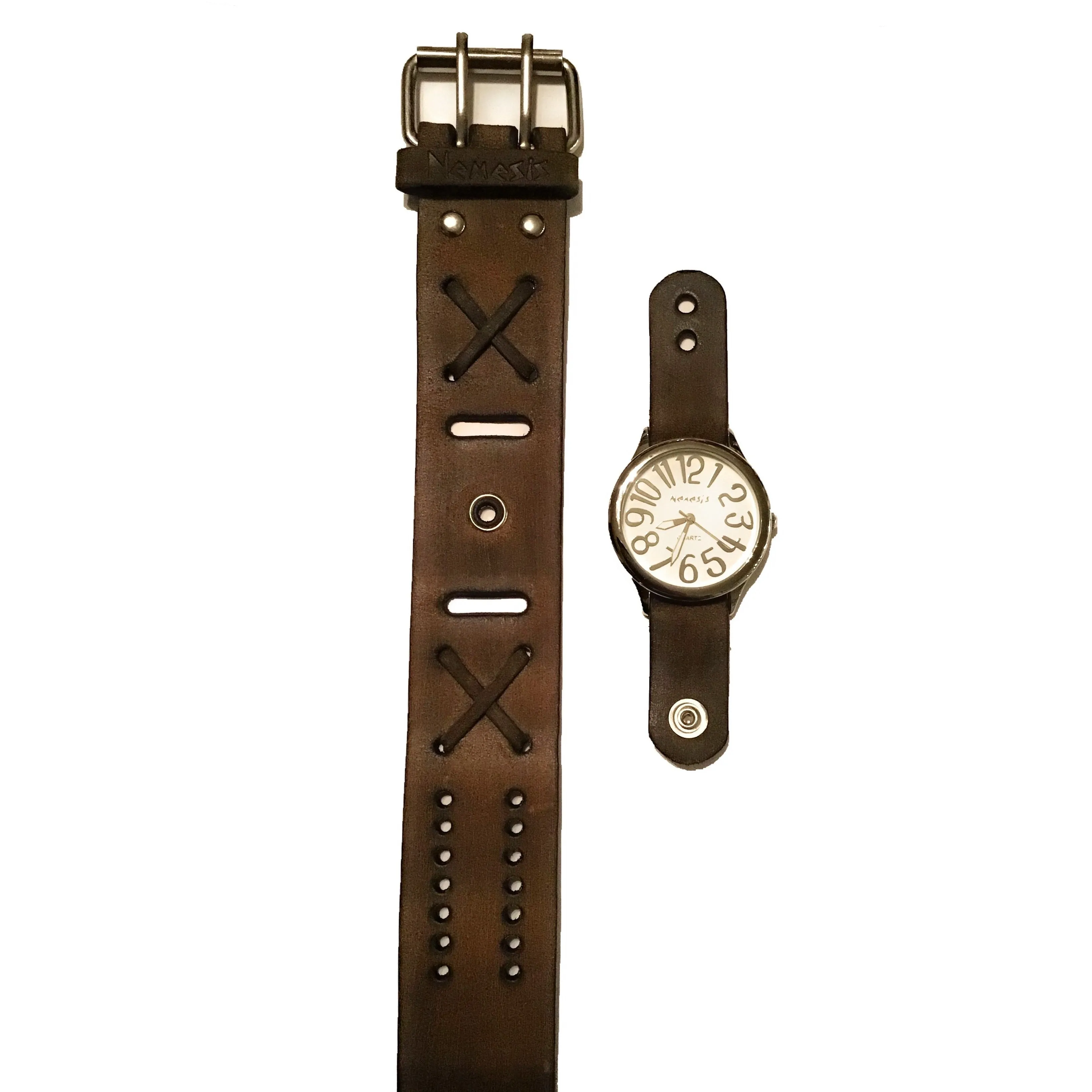 Faded Grey X Leather Cuff Watch Band 22mm FXB-L