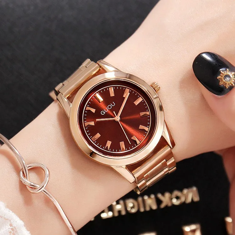 Fashion Gold Round Dial Women's Watch