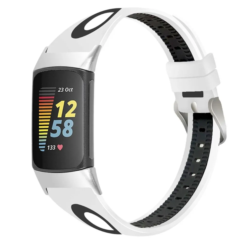 Fitbit Charge 5 bi-color silicone watch strap - White / Black