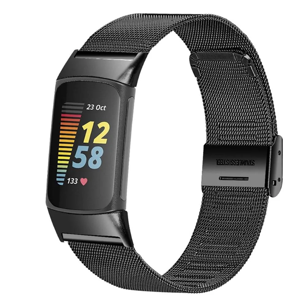 Fitbit Charge 5 milanese stainless steel watch strap - Black