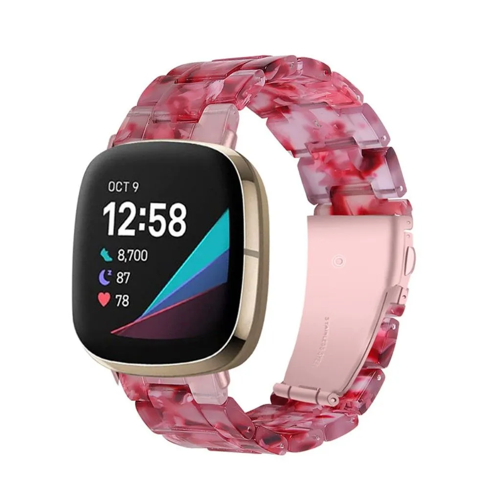 Fitbit Sense / Versa 3 resin bead watch strap - Peach Red