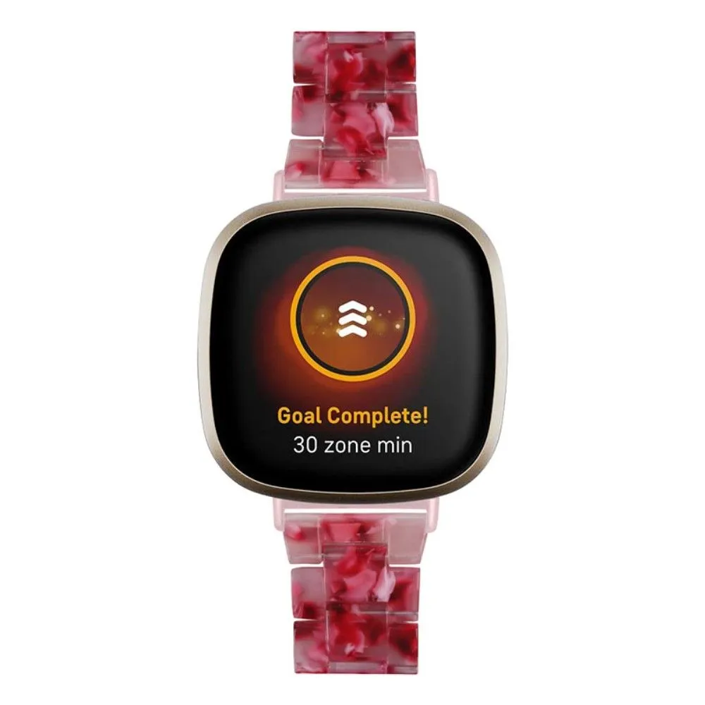 Fitbit Sense / Versa 3 resin bead watch strap - Peach Red