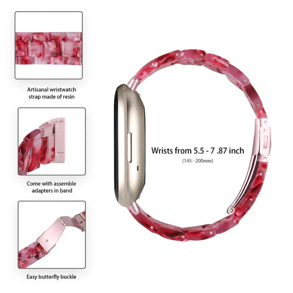 Fitbit Sense / Versa 3 resin bead watch strap - Peach Red