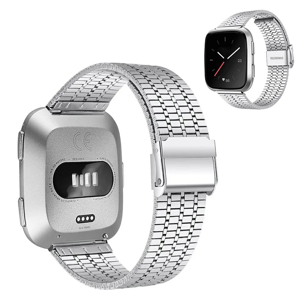 Fitbit Versa 2 / Versa Lite seven beads stainless steel watch strap - Silver