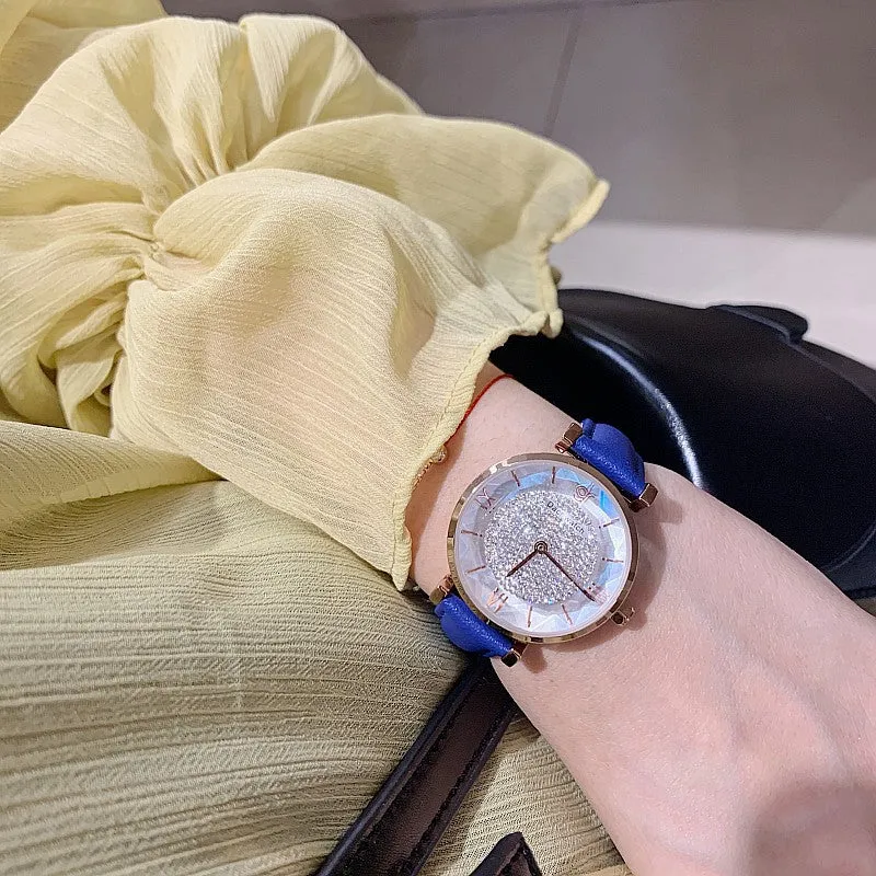 Full of Diamond Leather Strap Women's Watch