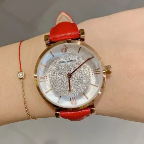 Full of Diamond Leather Strap Women's Watch