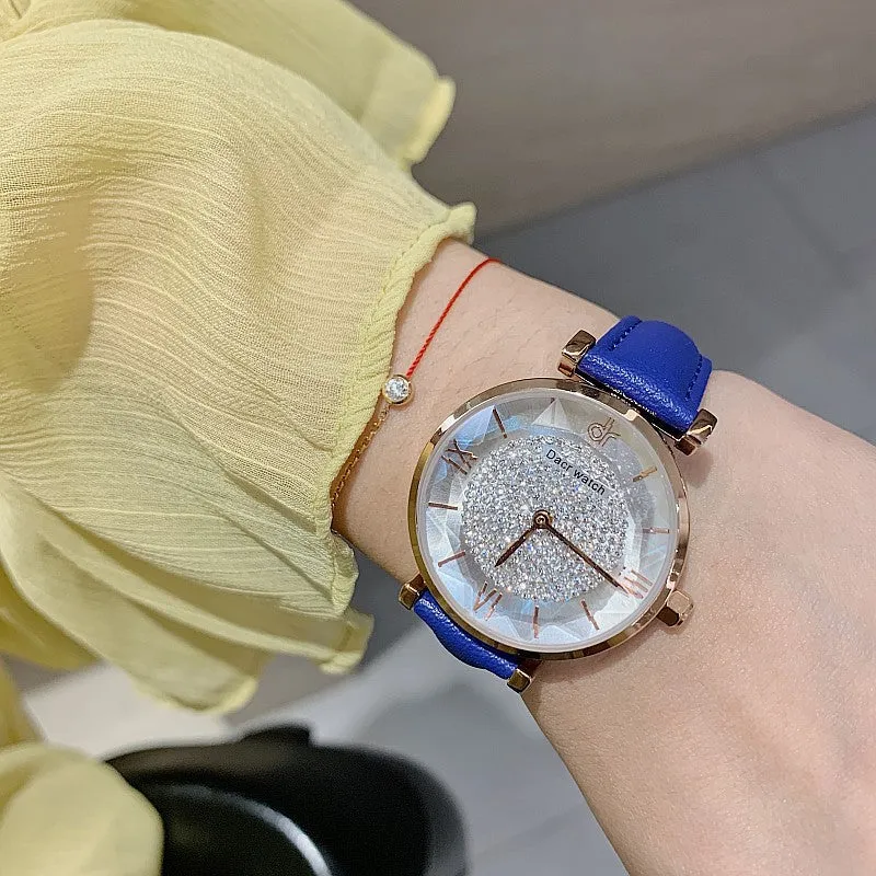 Full of Diamond Leather Strap Women's Watch