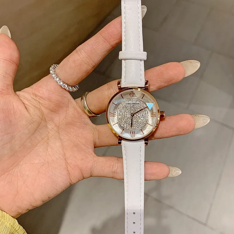 Full of Diamond Leather Strap Women's Watch