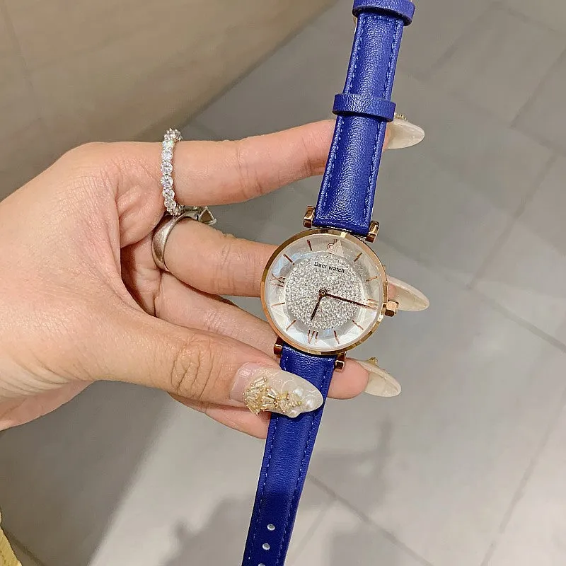 Full of Diamond Leather Strap Women's Watch