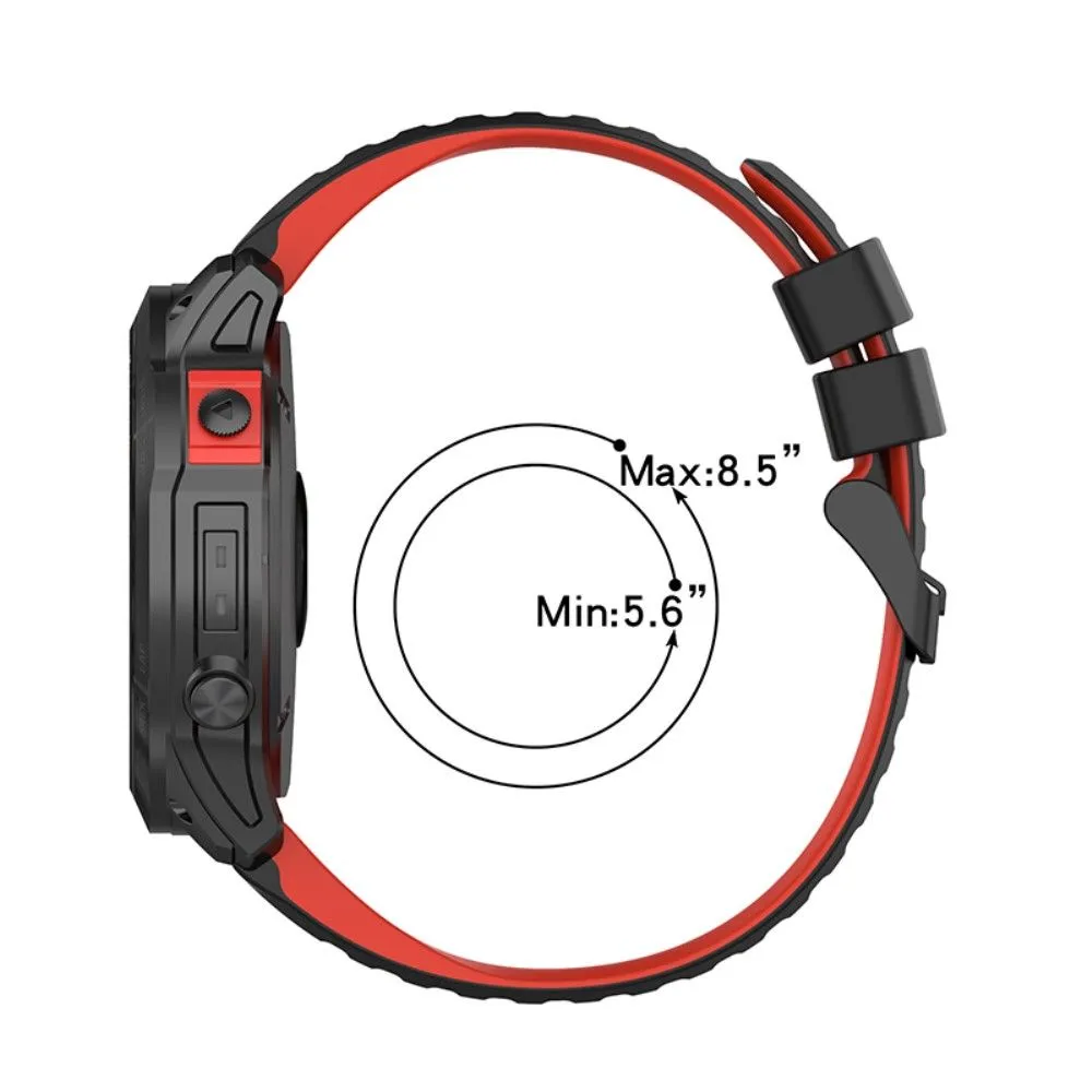 Garmin Fenix 7X dual color silicone watch strap - Red / Black