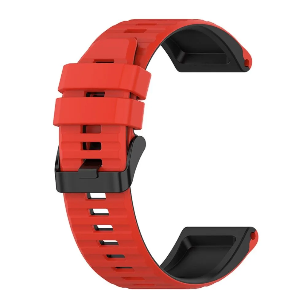 Garmin Fenix 7X dual color silicone watch strap - Red / Black