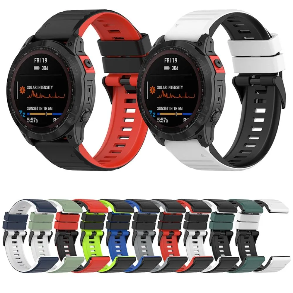 Garmin Fenix 7X dual color silicone watch strap - Red / Black