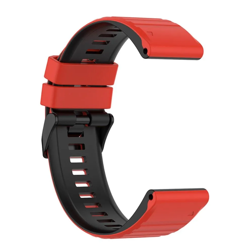 Garmin Fenix 7X dual color silicone watch strap - Red / Black