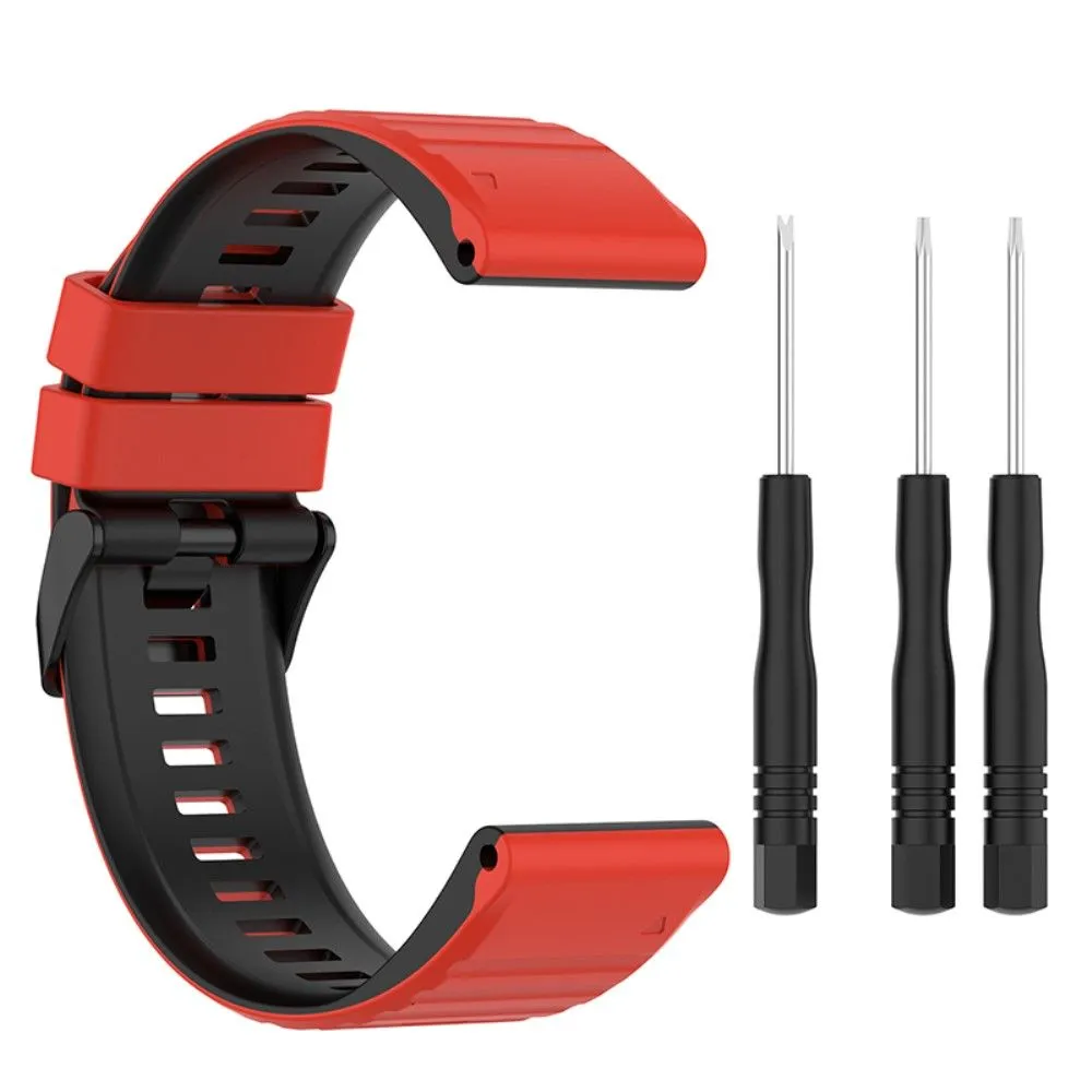 Garmin Fenix 7X dual color silicone watch strap - Red / Black