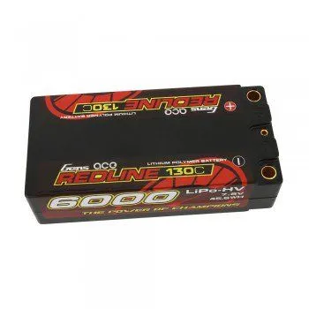 Gens Ace 6000mAh 7.6V 130C 2S2P Hard Case HV Shorty Lipo Battery Pack with 5mm Bullet 96x46x25mm ROAR Approved