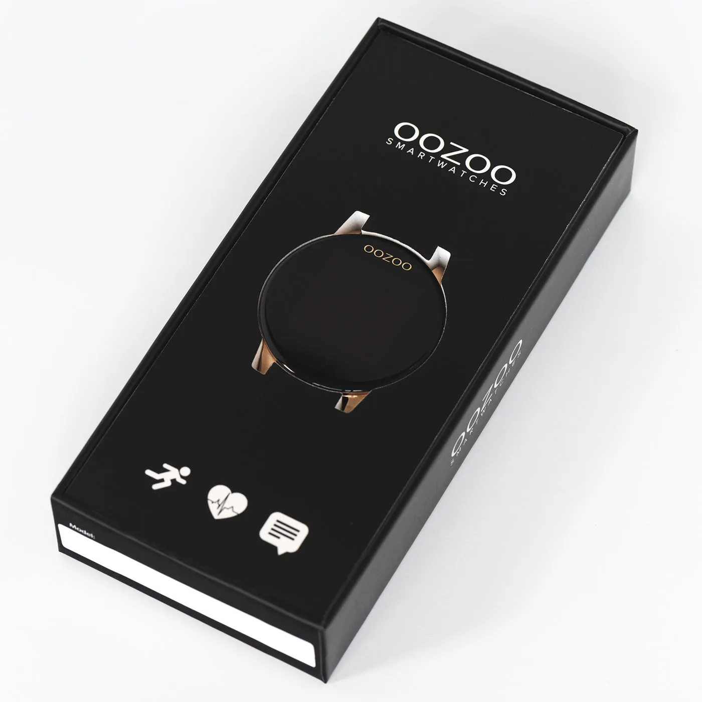 Gold coloured OOZOO smartwatch with black metal mesh bracelet - Q00122