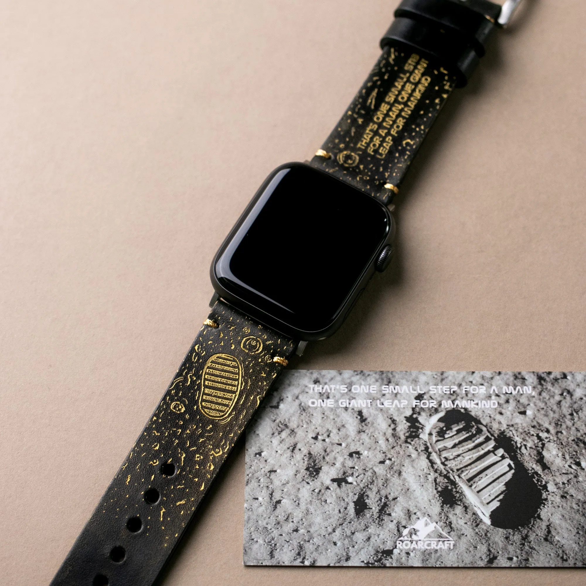 Gold Moon - Apple Watch Leather Band - Black