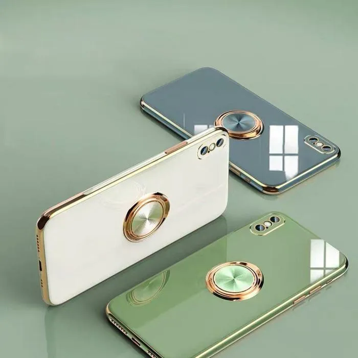 Gold Plating Metal Stand Ring Case - iPhone X Series