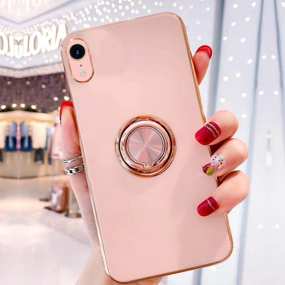 Gold Plating Metal Stand Ring Case - iPhone X Series