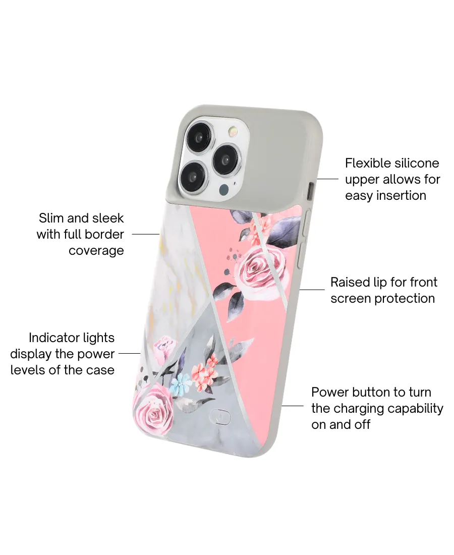 Gray Marble Floral Ultra Battery Case