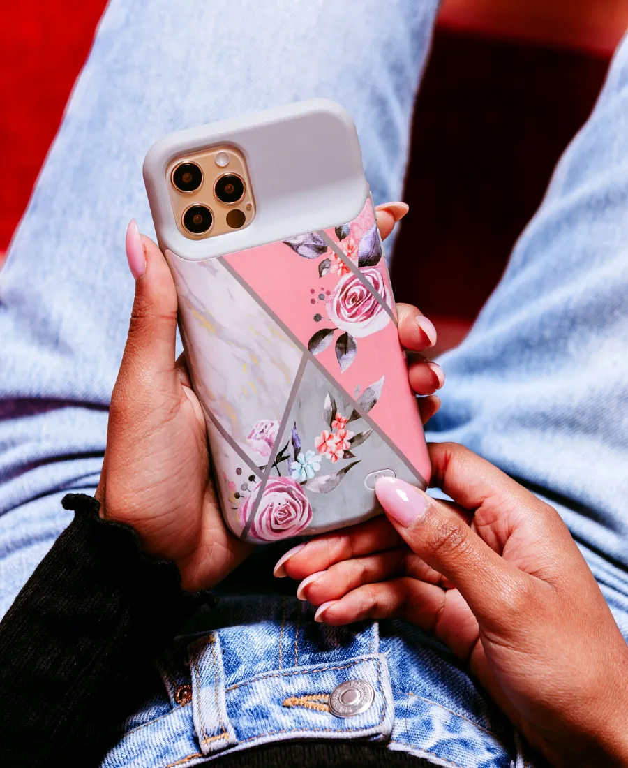 Gray Marble Floral Ultra Battery Case