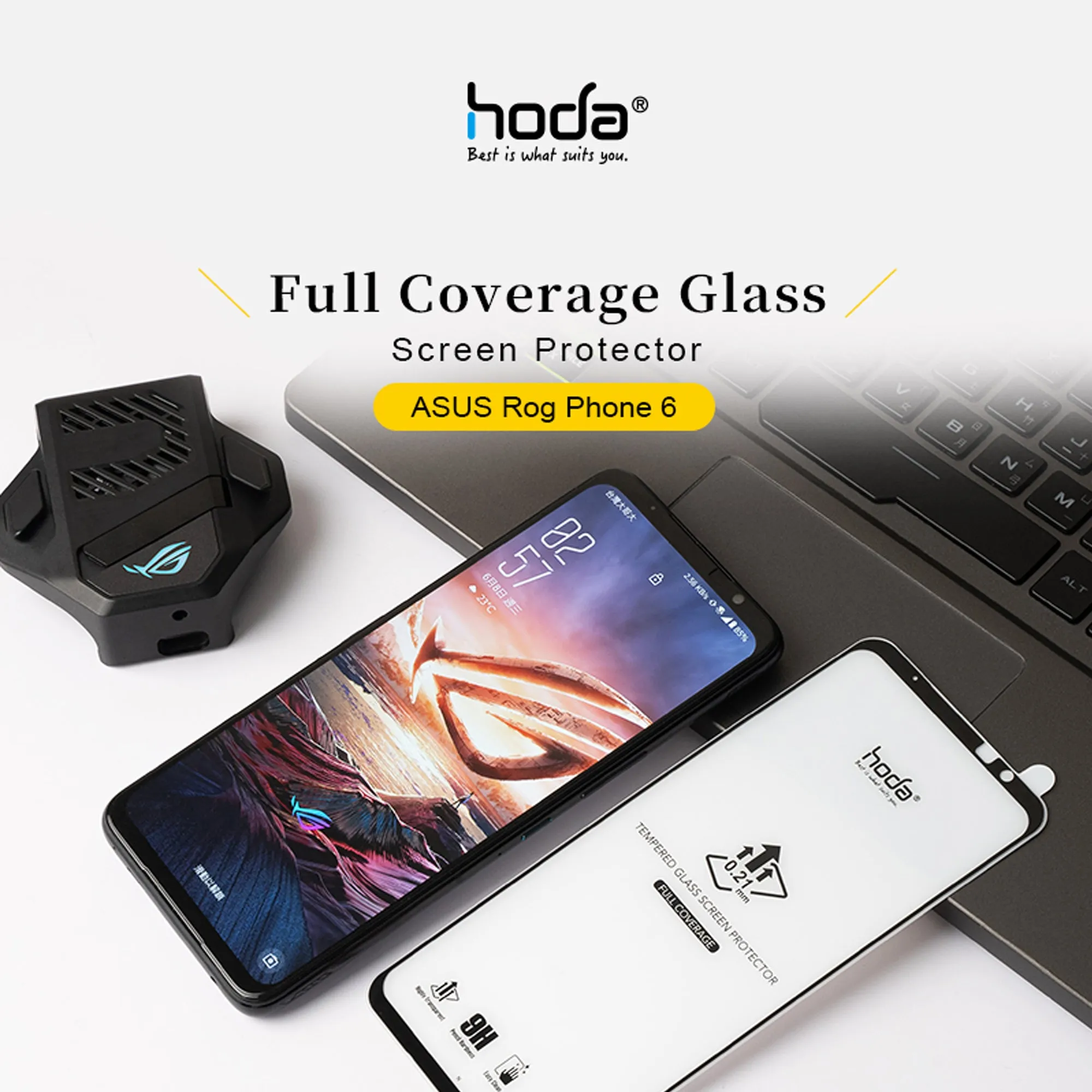 Hoda Tempered Glass for Asus ROG Phone 7 - 6 - 5 - 5 Pro - 5 Ultimate - 5s - 5s Pro ( 2.5D 0.21mm Full Coverage Screen Protector ) - Clear (Barcode: 4711103544860 )