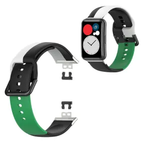 Huawei Watch Fit three color silicone watch band - Black / White / Green