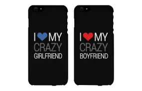 I Love My Crazy Girl & Boy Matching Couple Black Phonecases (Set)