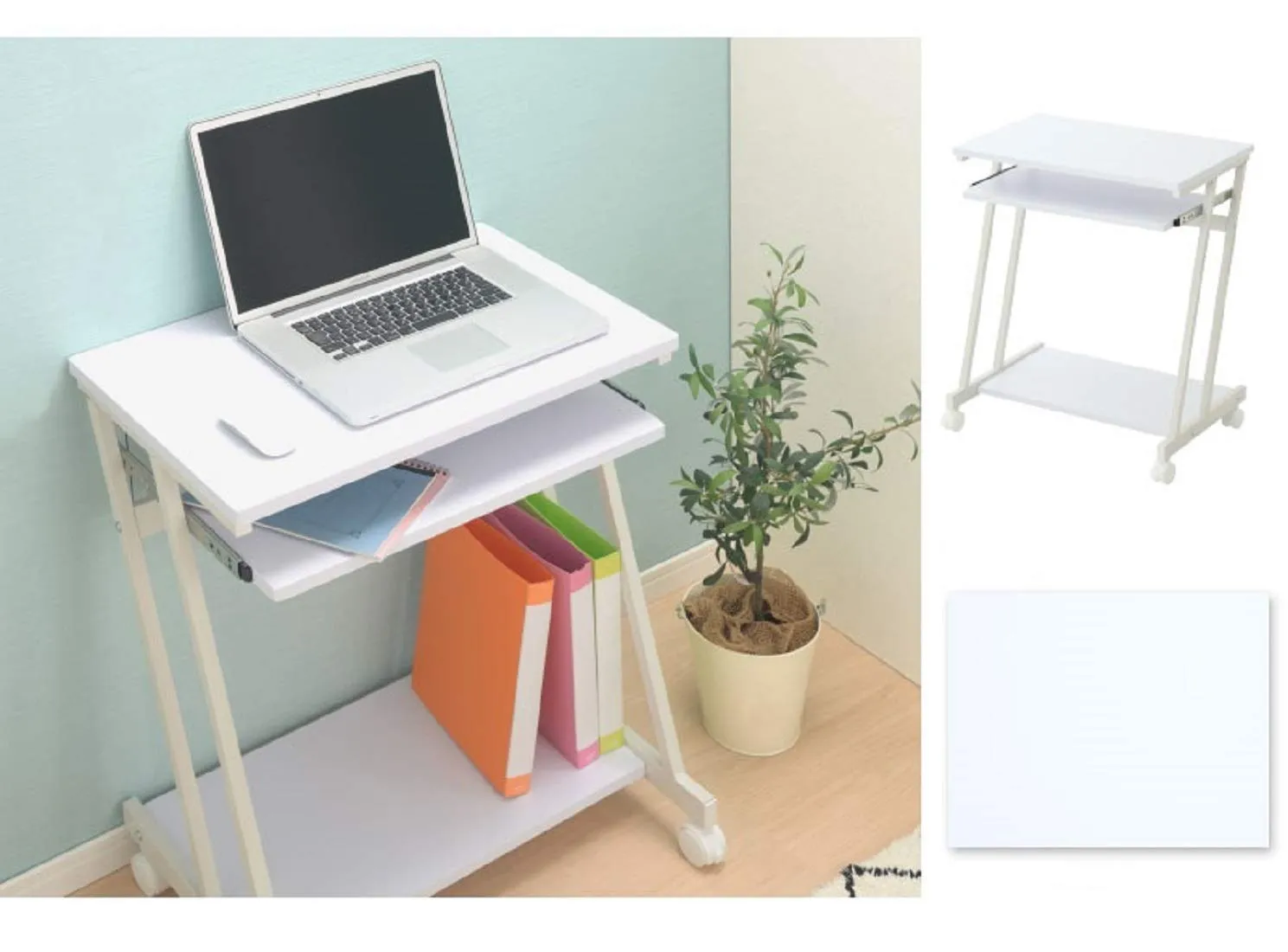 InnoFur Trapezi Computer Desk, Home Office Writing Study Desk, Modern Simple Style Laptop Table with Storage (60CM x 40 CM White)