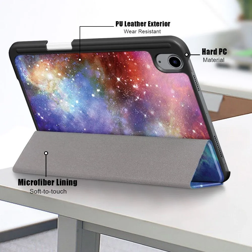 iPad Mini 6 (2021) tri-fold pattern PU leather flip case - Galaxy