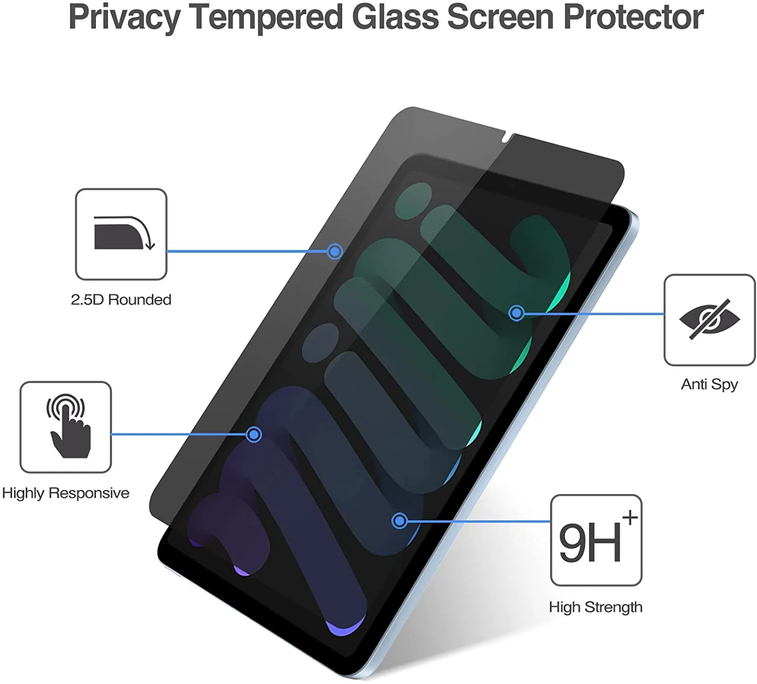 iPad Mini 6th Gen 8.3" 2021 4-Way Privacy Tempered Glass Screen Protector | ProCase