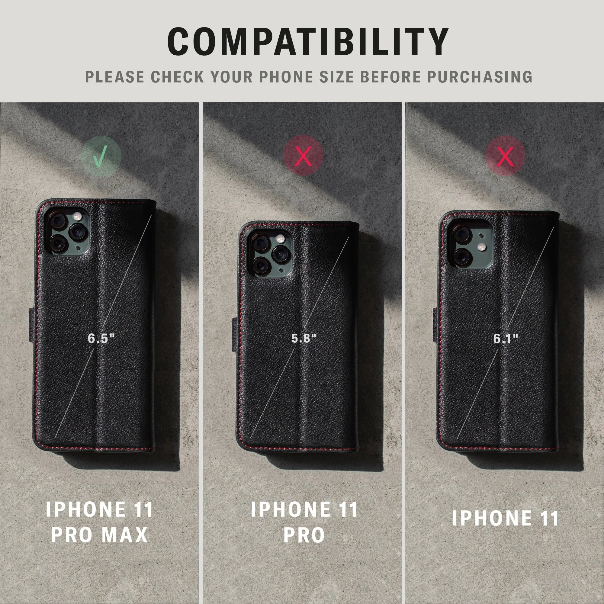 iPhone 11 Pro Max Leather Case (with Stand function)