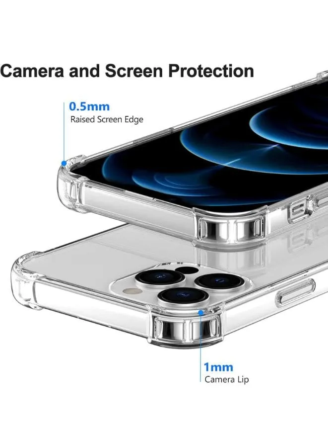 iPhone 13 Pro Max Case, Clear Cases Shockproof with TPU Silicone Bumpers Anti-Scratch Cover, Transparent HD Clear