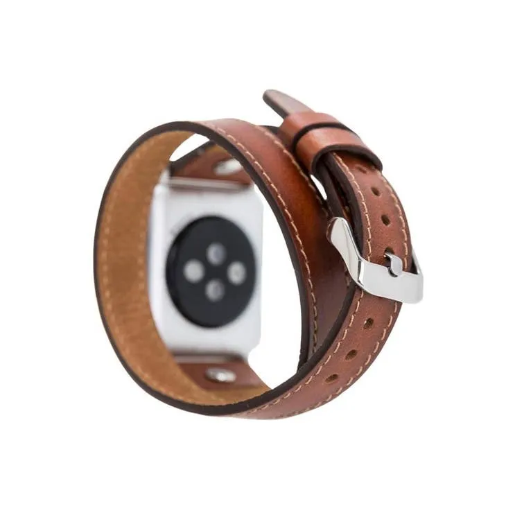 Kevin Double Tour Slim With Silver Bead Apple Watch Leather Straps (Set of 3)