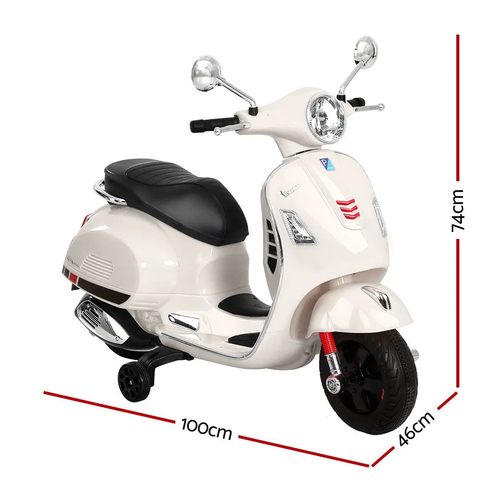 Kids Ride On Car Motorcycle Motorbike VESPA Licensed Scooter Electric Toys - White